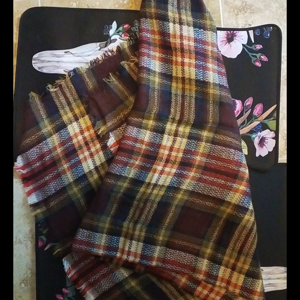 Large Plaid Scarf or Wrap